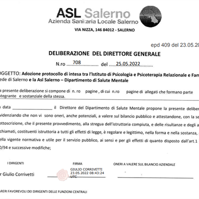 Adozione protocollo di intesa tra l’ISPPREF sede di Salerno e la Asl Salerno
