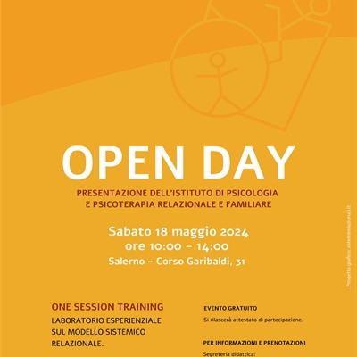 Open Day - Scuola di Specializzazione in Psicoterapia Sistemico Relazionale - 18 Maggio 2024